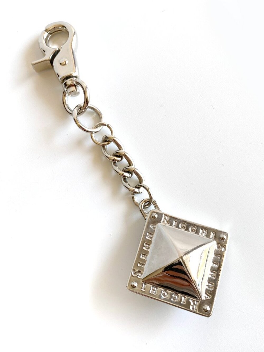 Sienna Ricchi Pyramid Stud Metal Keychain Bag Charm Silver-Toned